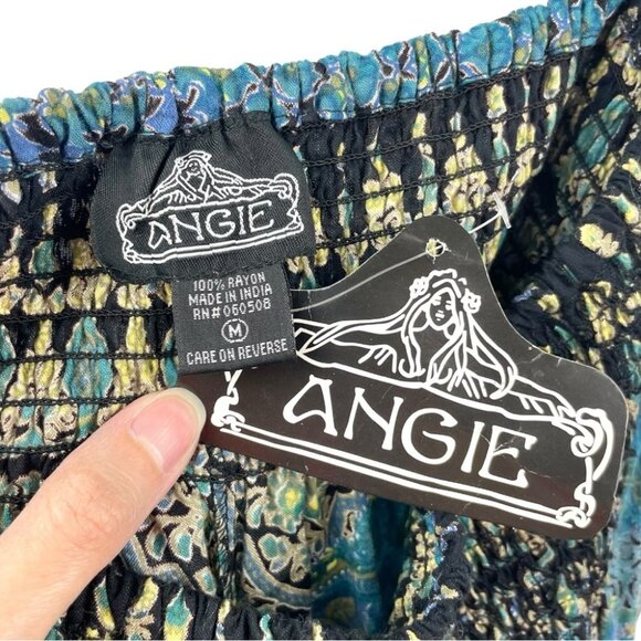 Angie Blue and Green High Waist Shorts - Picture 5 of 5